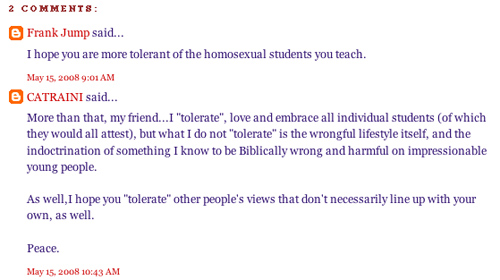 Bigoted Music Teacher