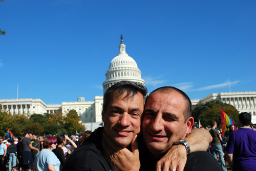 Frank & Vincenzo in front of the Capitol Building - National LGBT Equality March - October 11, 2009