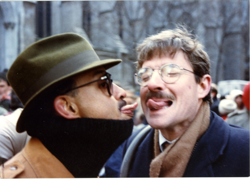 Phil Reed & Andy Humm at the ACT-UP Stop the Church Rally 1989 - St. Patricks Church